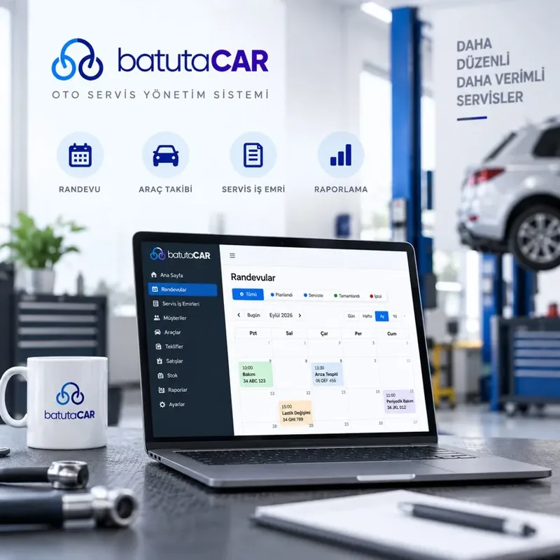 BatutaCar oto servis programı randevu takvimi ekranı