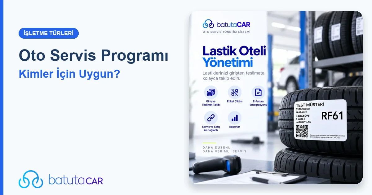 Oto servis programı kimler için uygun: tamirhane, lastikçi, yedek parçacı